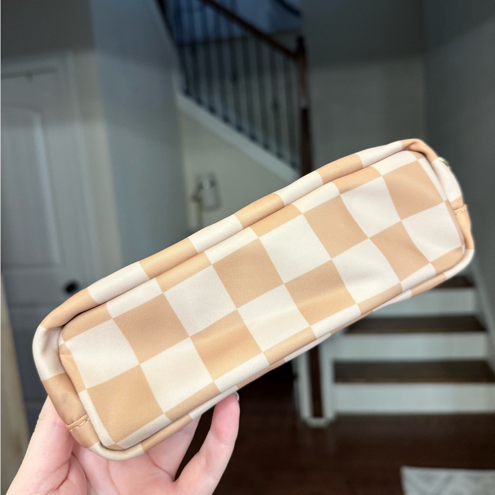 SCL Checkered Tan pencil pouch